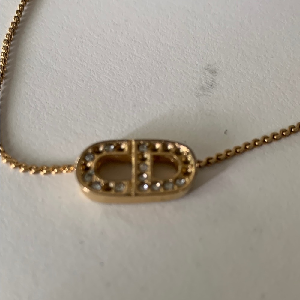 Dior Gold Necklace with Crystal Embellished Pendant missing stones - Picture 4 of 4